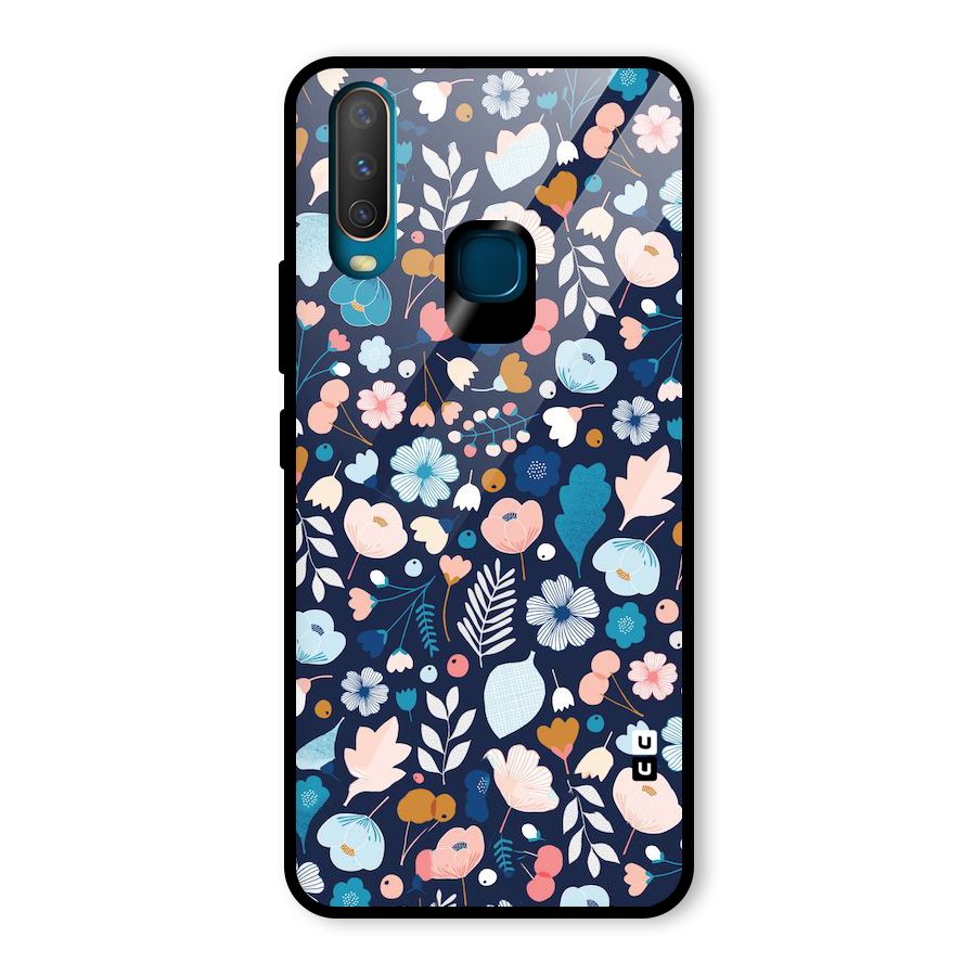 Blue Floral Glass Back Case for Vivo U10