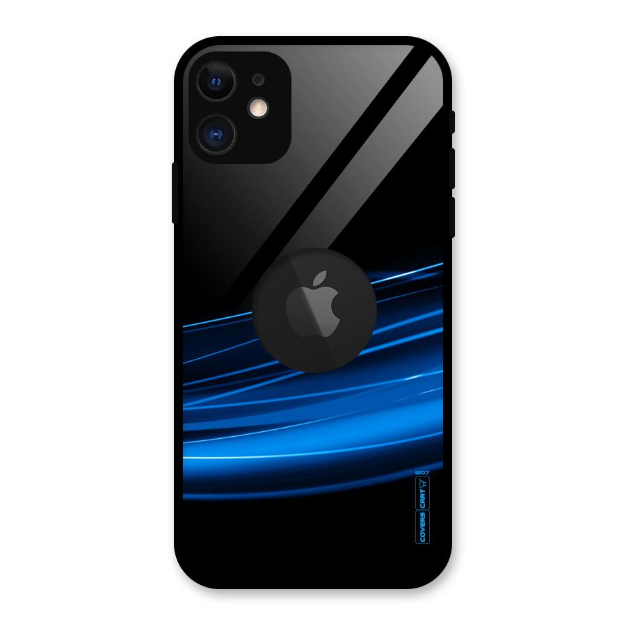 Blue Flow Glass Back Case for iPhone 11 Logo Cut