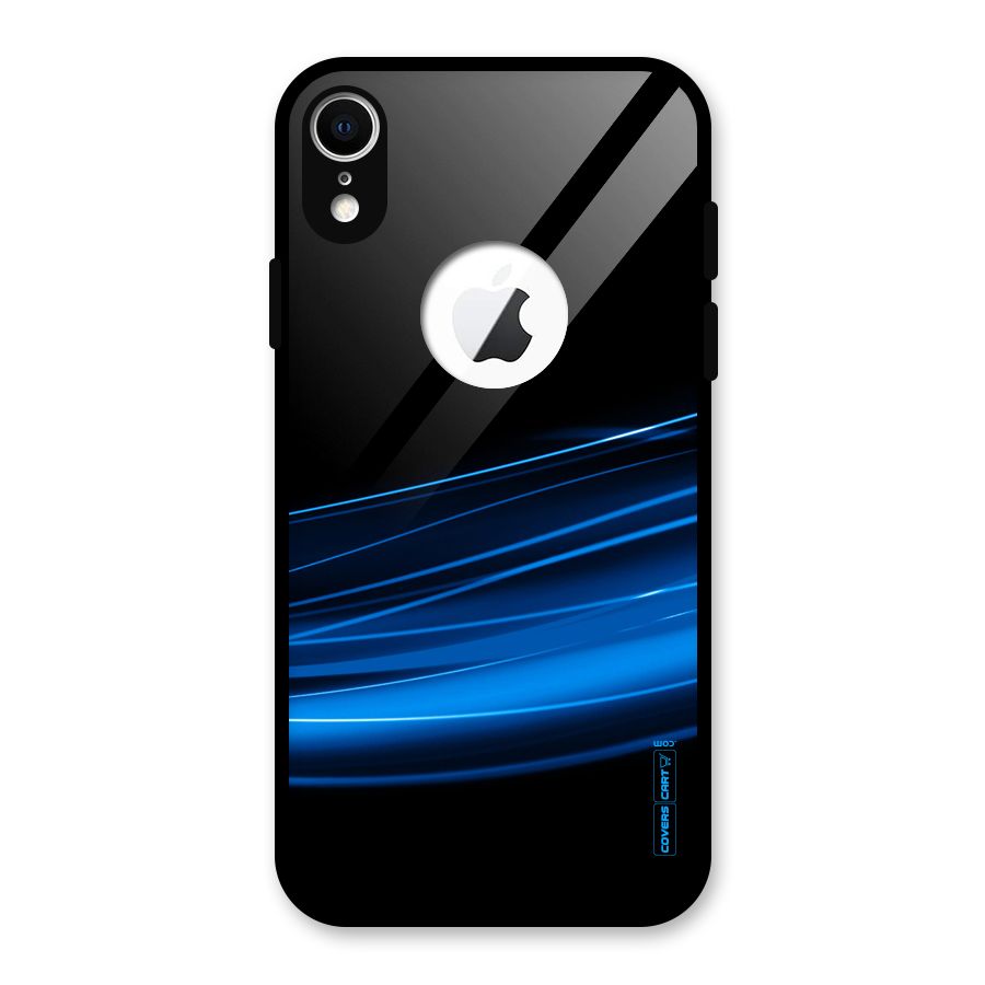 Blue Flow Glass Back Case for iPhone XR Logo Cut