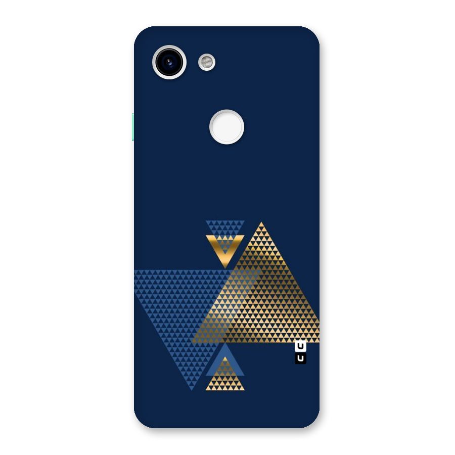 Blue Gold Triangles Back Case for Google Pixel 3