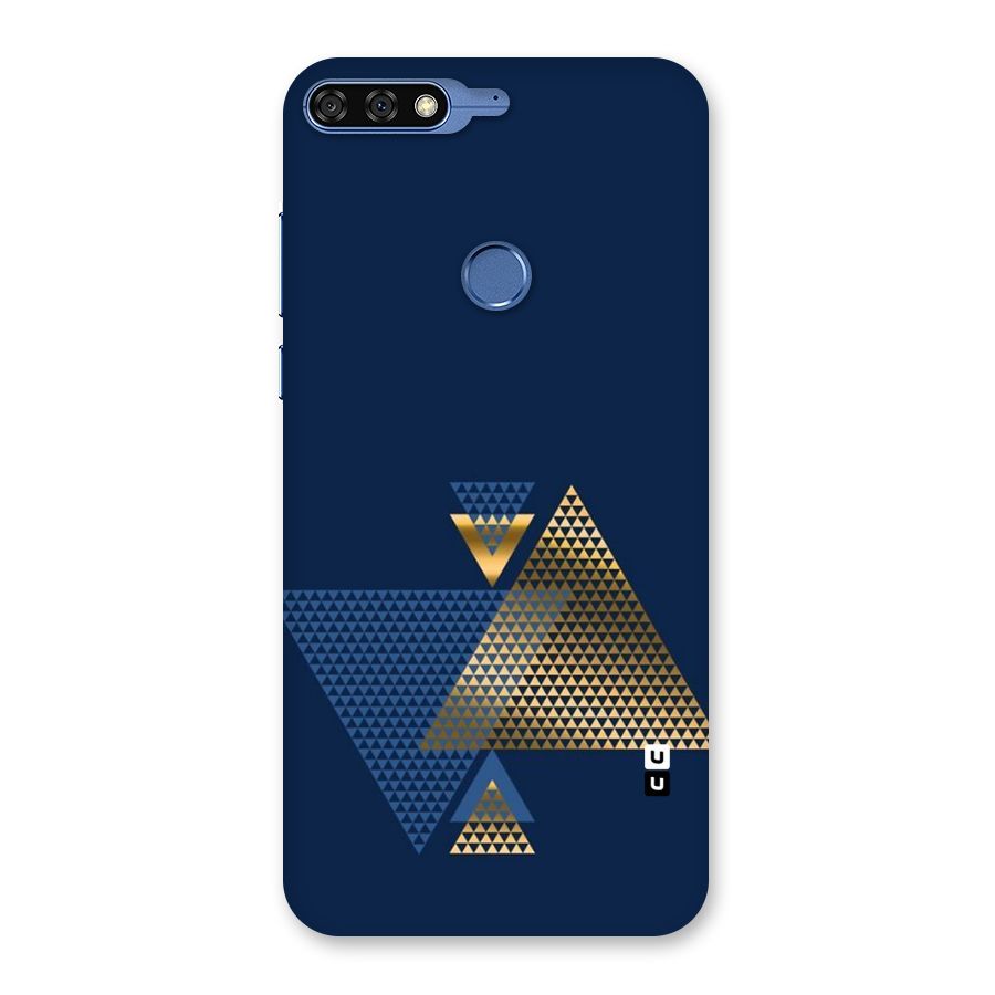 Blue Gold Triangles Back Case for Honor 7C