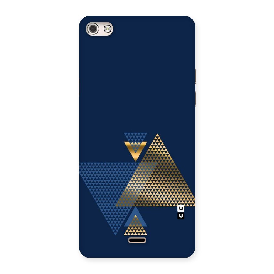Blue Gold Triangles Back Case for Micromax Canvas Silver 5