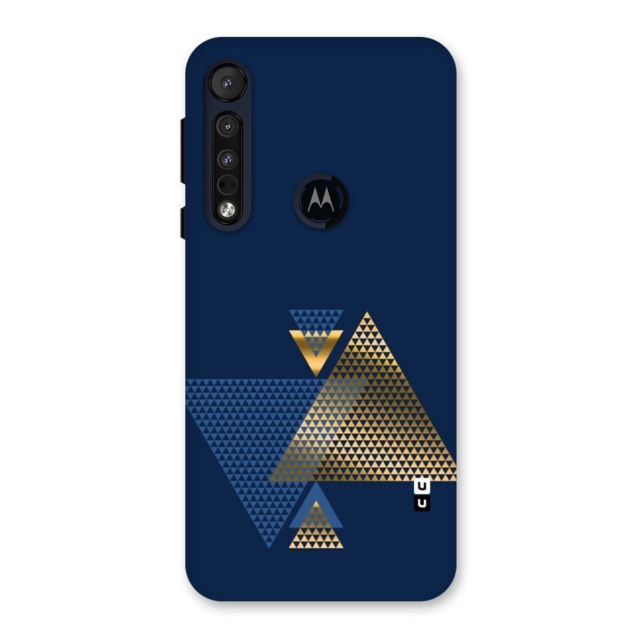 Blue Gold Triangles Back Case for Motorola One Macro