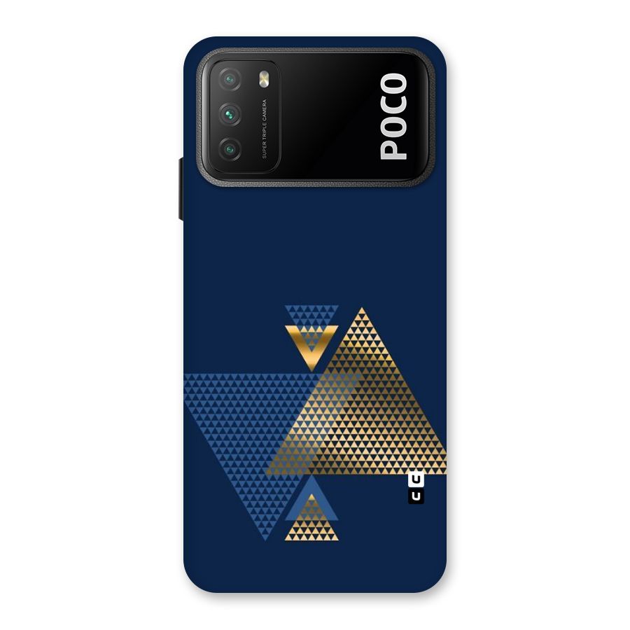 Blue Gold Triangles Back Case for Poco M3
