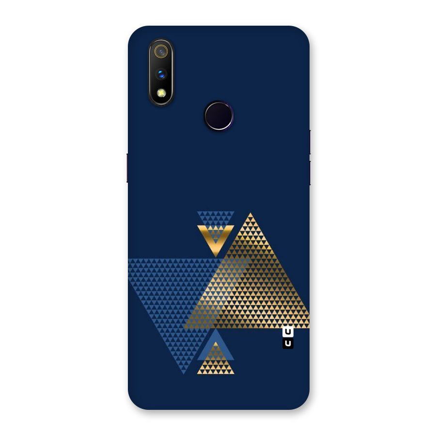 Blue Gold Triangles Back Case for Realme 3 Pro