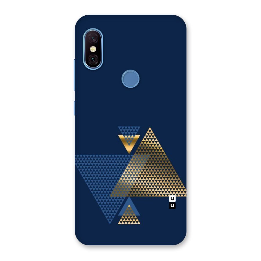 Blue Gold Triangles Back Case for Redmi Note 6 Pro