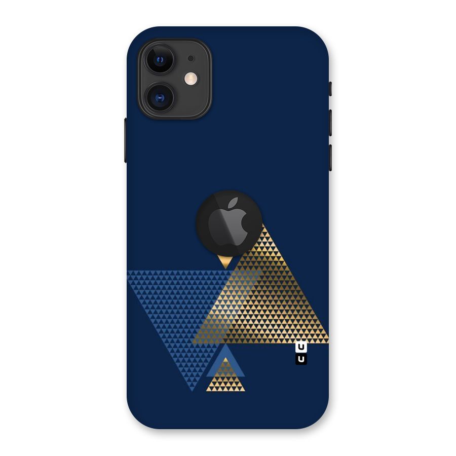 Blue Gold Triangles Back Case for iPhone 11 Logo Cut