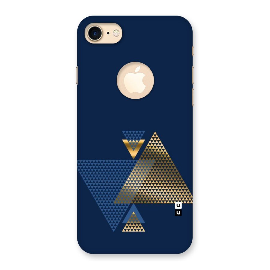 Blue Gold Triangles Back Case for iPhone 7 Logo Cut