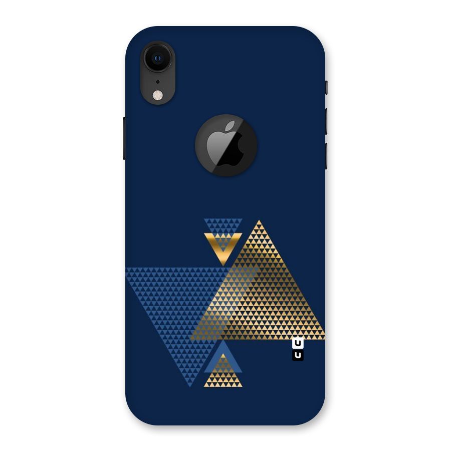 Blue Gold Triangles Back Case for iPhone XR Logo Cut