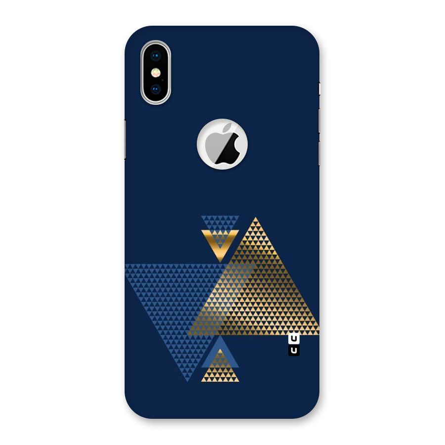 Blue Gold Triangles Back Case for iPhone X Logo Cut