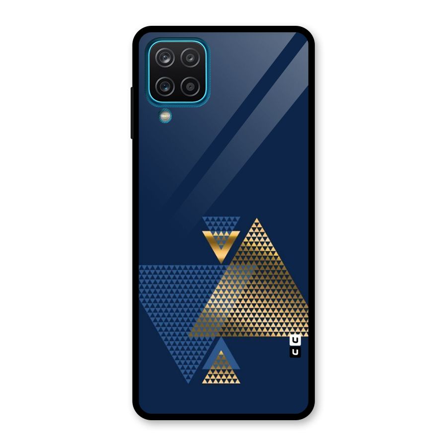 Blue Gold Triangles Glass Back Case for Galaxy A12