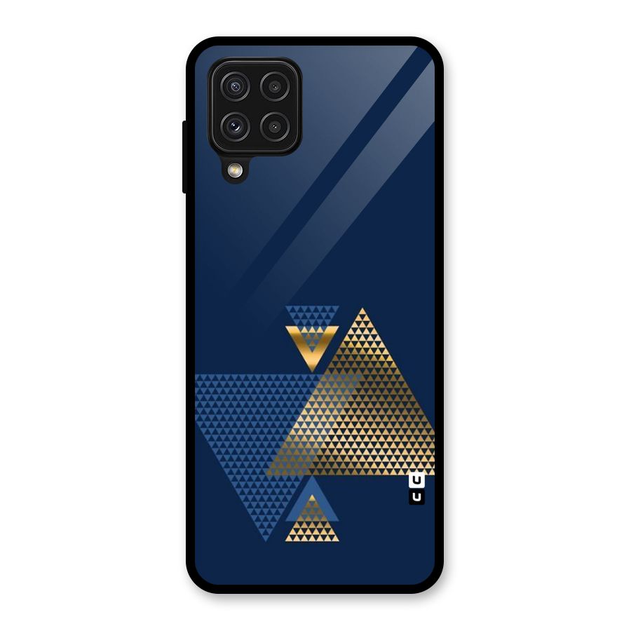 Blue Gold Triangles Glass Back Case for Galaxy A22 4G