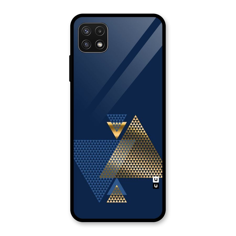 Blue Gold Triangles Glass Back Case for Galaxy A22 5G