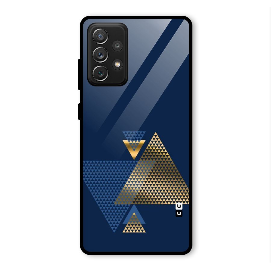 Blue Gold Triangles Glass Back Case for Galaxy A72