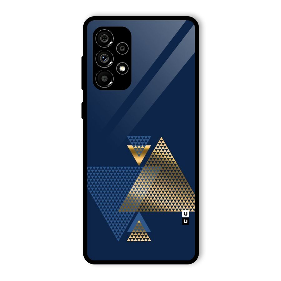 Blue Gold Triangles Glass Back Case for Galaxy A73 5G