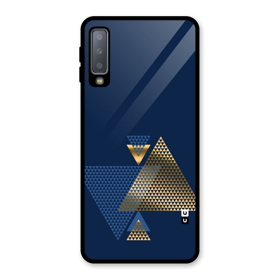 Blue Gold Triangles Glass Back Case for Galaxy A7 (2018)