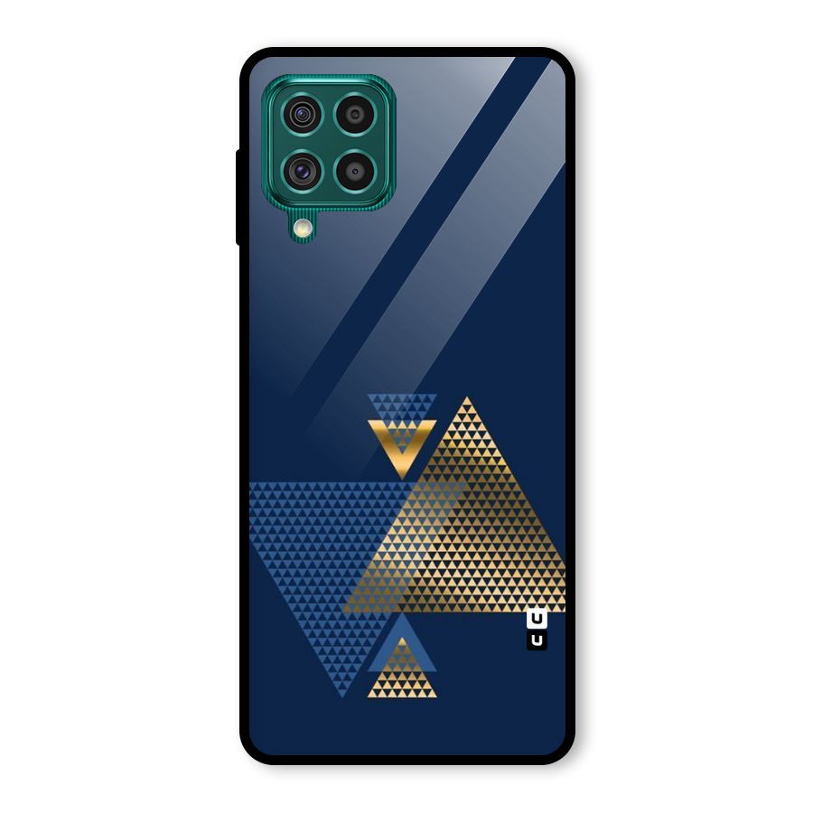 Blue Gold Triangles Glass Back Case for Galaxy F62