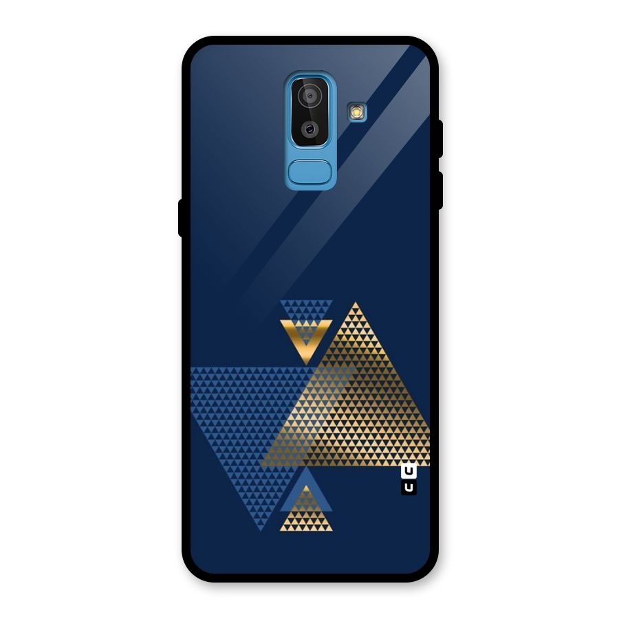 Blue Gold Triangles Glass Back Case for Galaxy J8