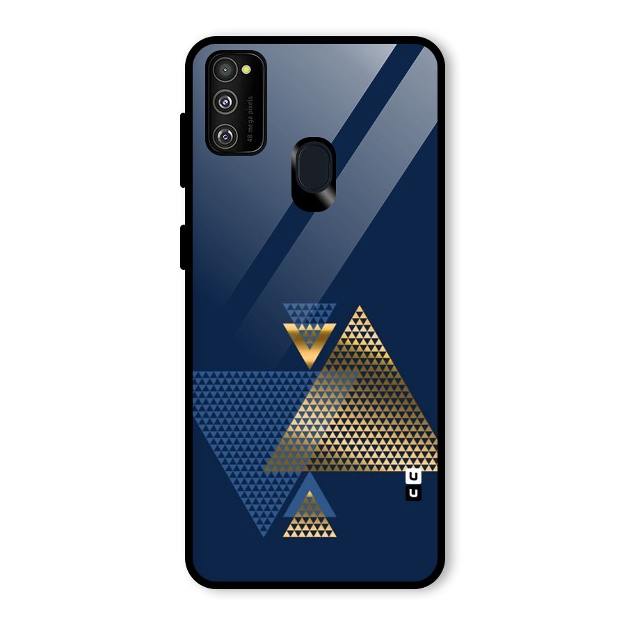 Blue Gold Triangles Glass Back Case for Galaxy M30s