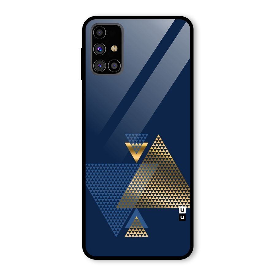 Blue Gold Triangles Glass Back Case for Galaxy M31s