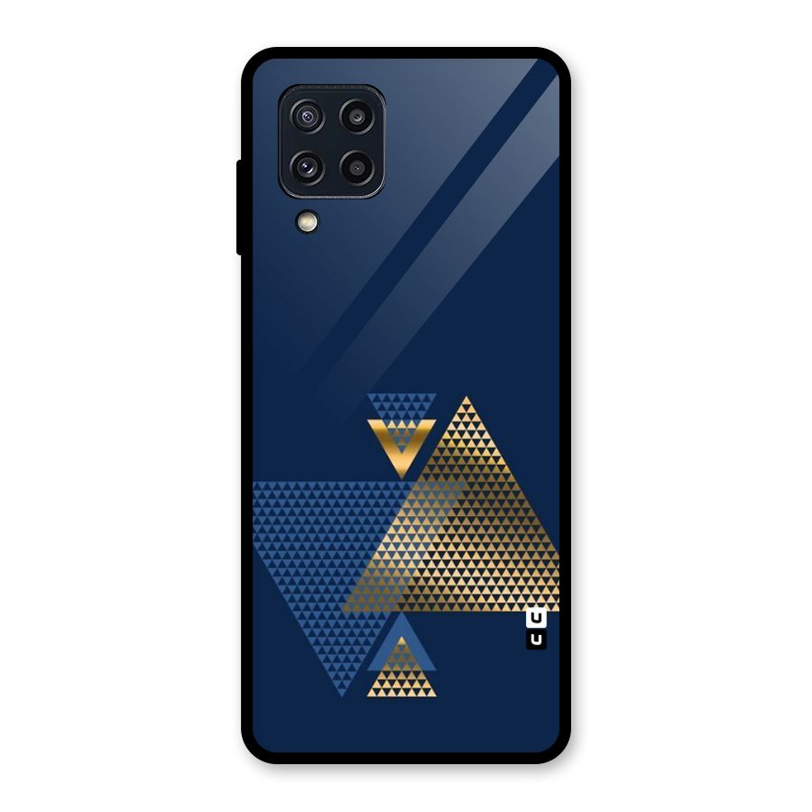 Blue Gold Triangles Glass Back Case for Galaxy M32