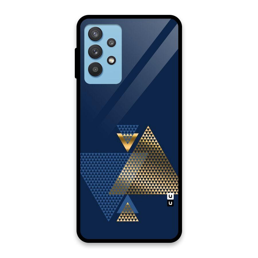 Blue Gold Triangles Glass Back Case for Galaxy M32 5G