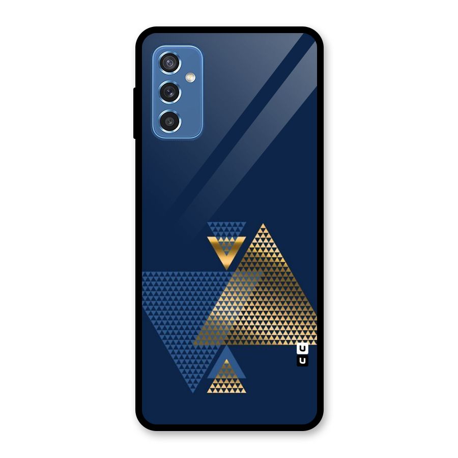 Blue Gold Triangles Glass Back Case for Galaxy M52 5G
