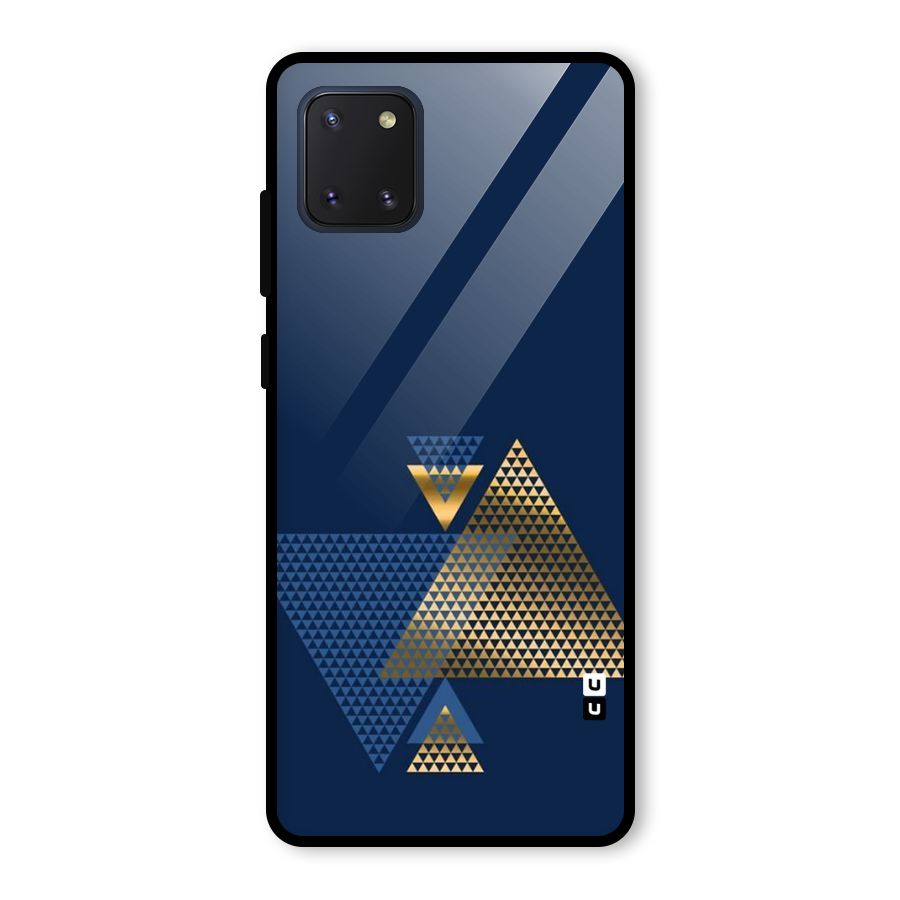 Blue Gold Triangles Glass Back Case for Galaxy Note 10 Lite