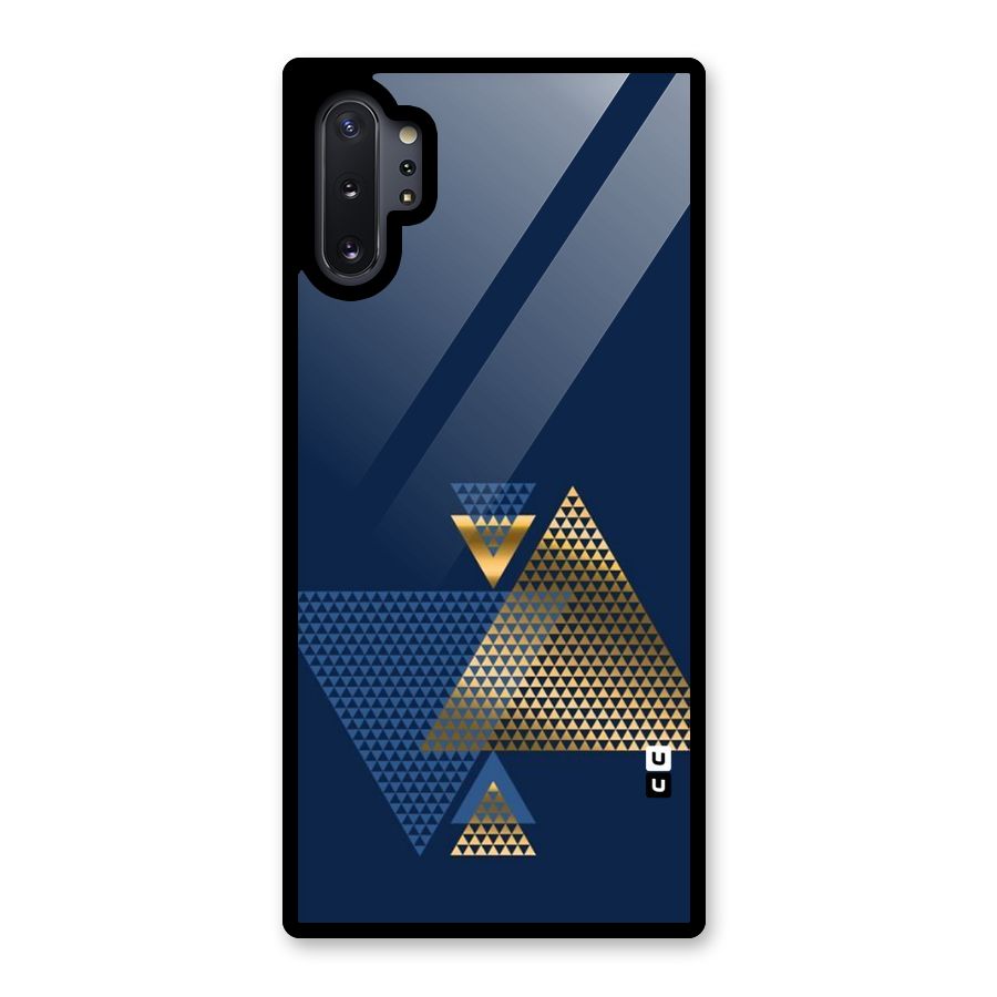 Blue Gold Triangles Glass Back Case for Galaxy Note 10 Plus