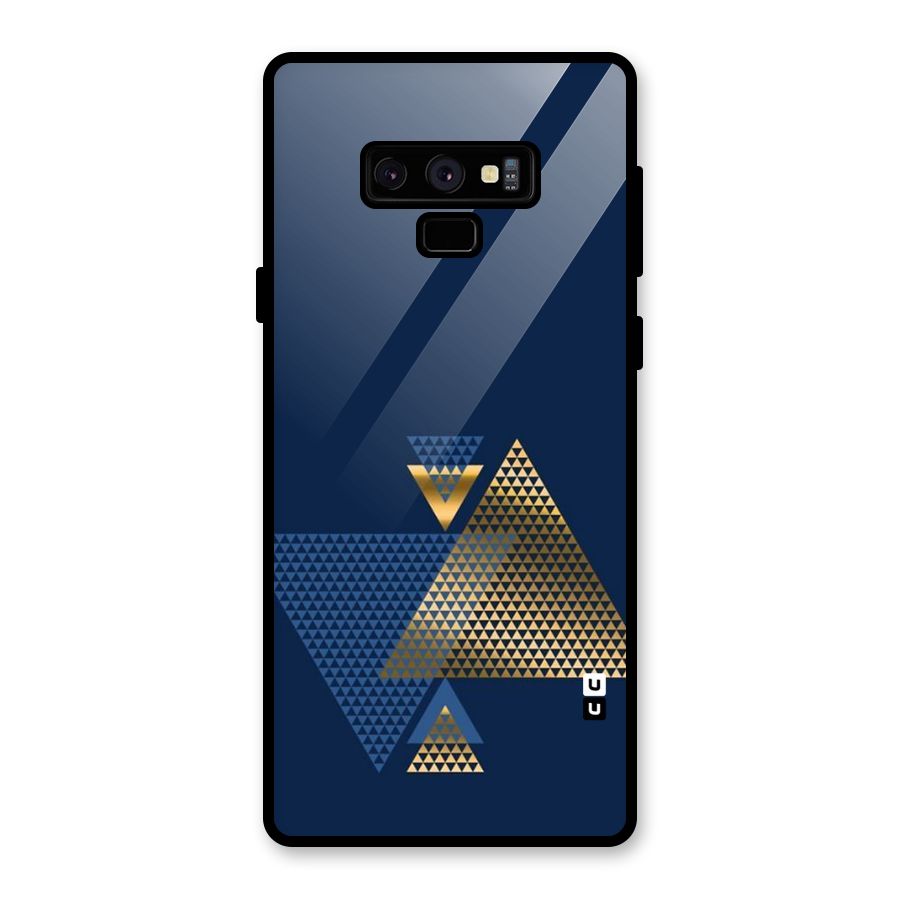 Blue Gold Triangles Glass Back Case for Galaxy Note 9