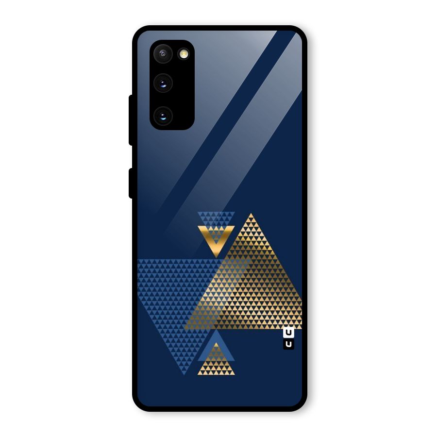 Blue Gold Triangles Glass Back Case for Galaxy S20 FE
