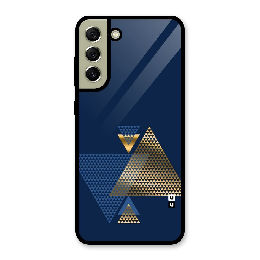 Blue Gold Triangles Glass Back Case for Galaxy S21 FE 5G