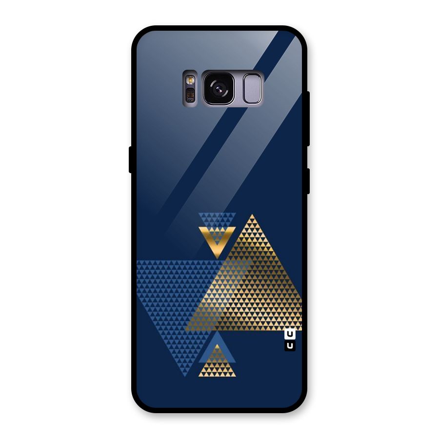 Blue Gold Triangles Glass Back Case for Galaxy S8