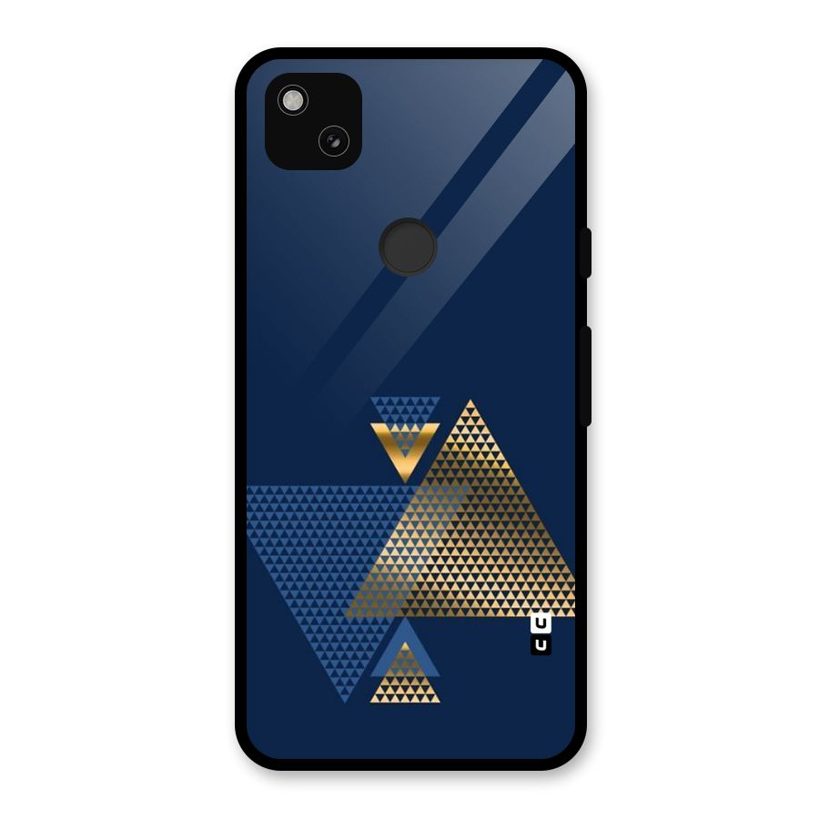 Blue Gold Triangles Glass Back Case for Google Pixel 4a