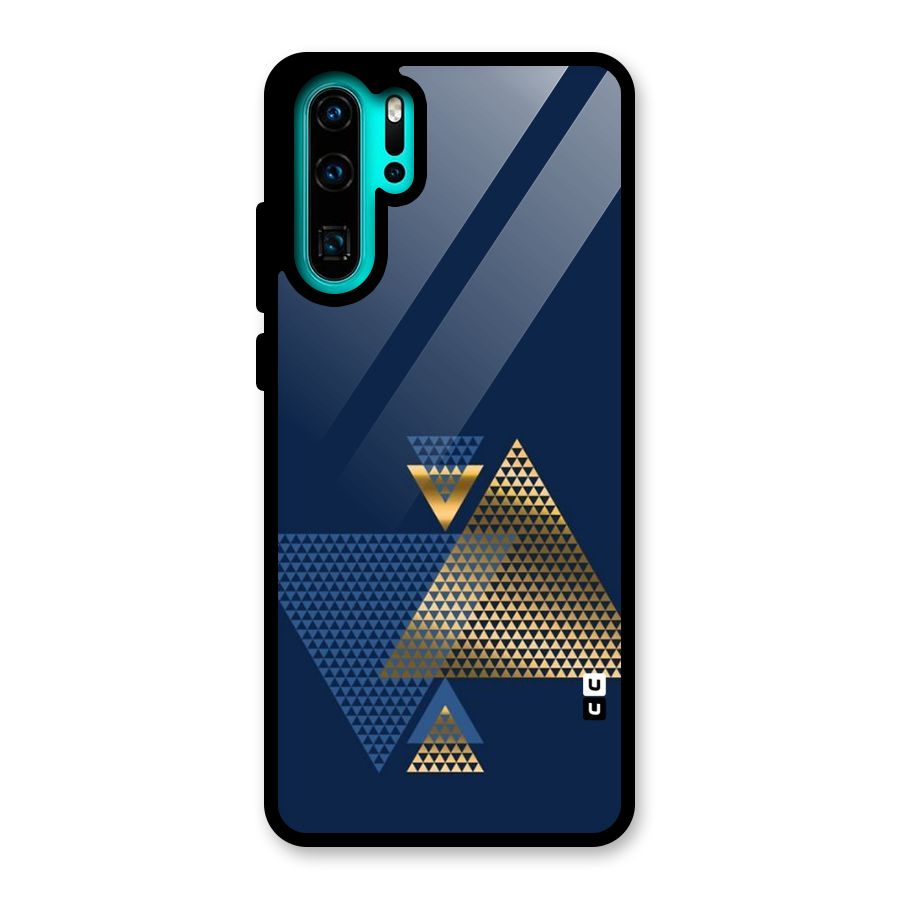 Blue Gold Triangles Glass Back Case for Huawei P30 Pro