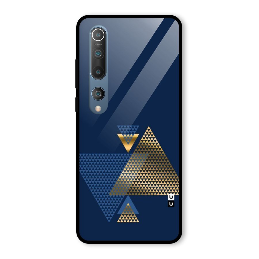Blue Gold Triangles Glass Back Case for Mi 10