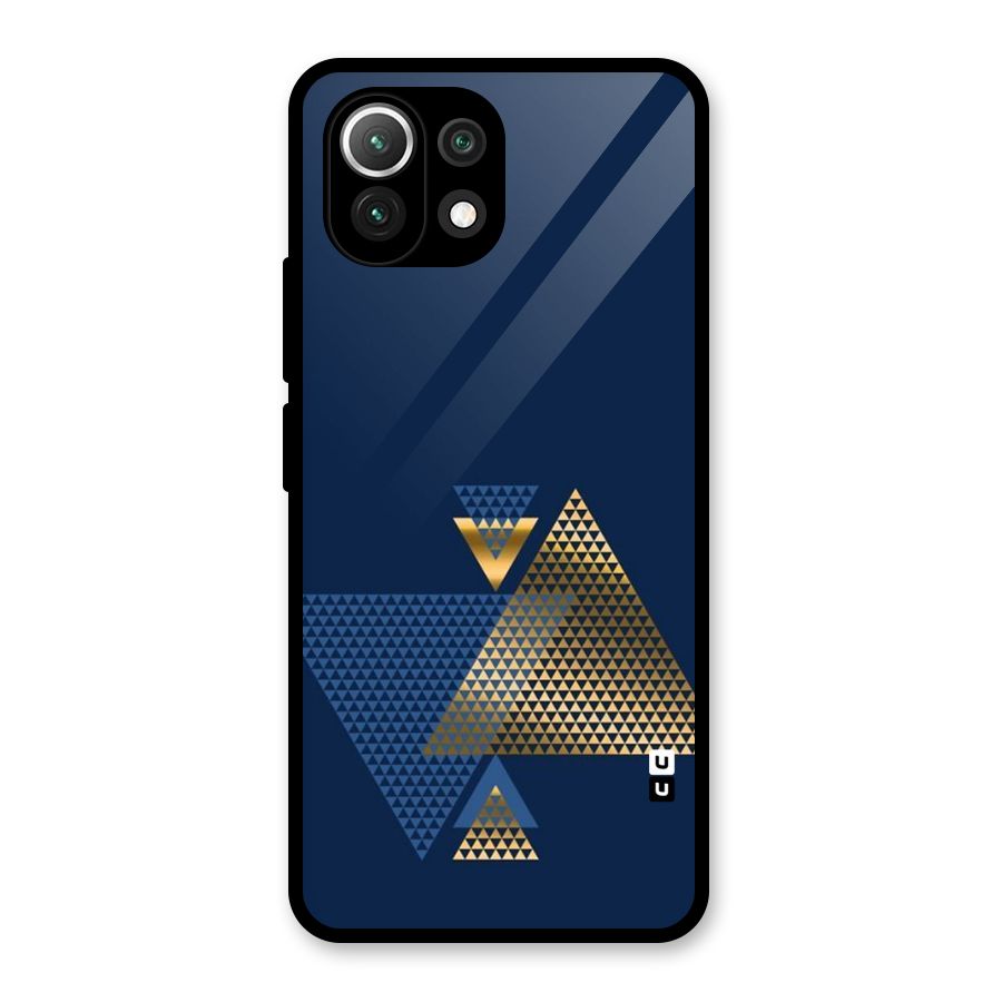 Blue Gold Triangles Glass Back Case for Mi 11 Lite NE 5G