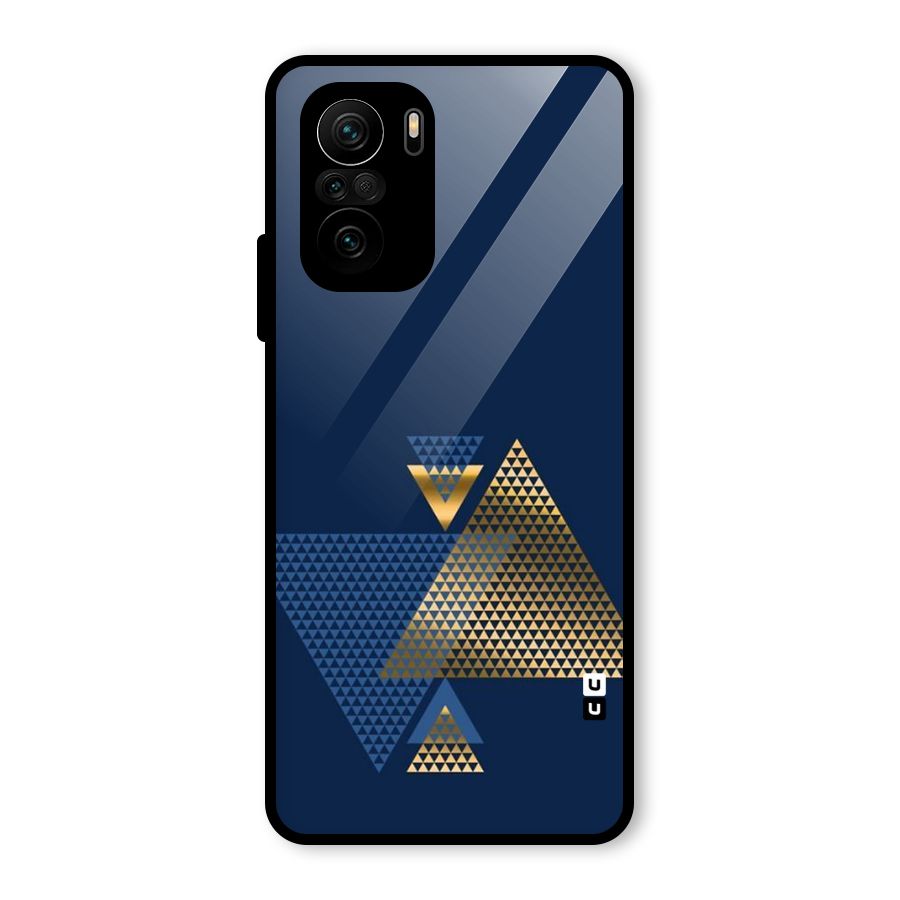 Blue Gold Triangles Glass Back Case for Mi 11x