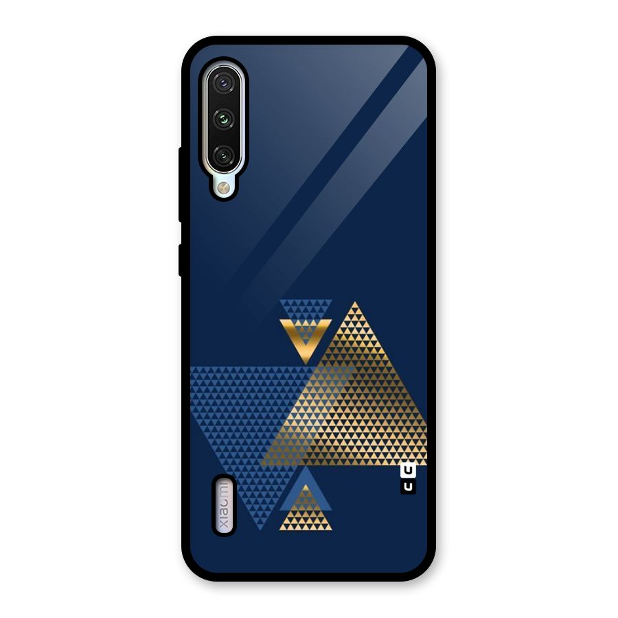 Blue Gold Triangles Glass Back Case for Mi A3