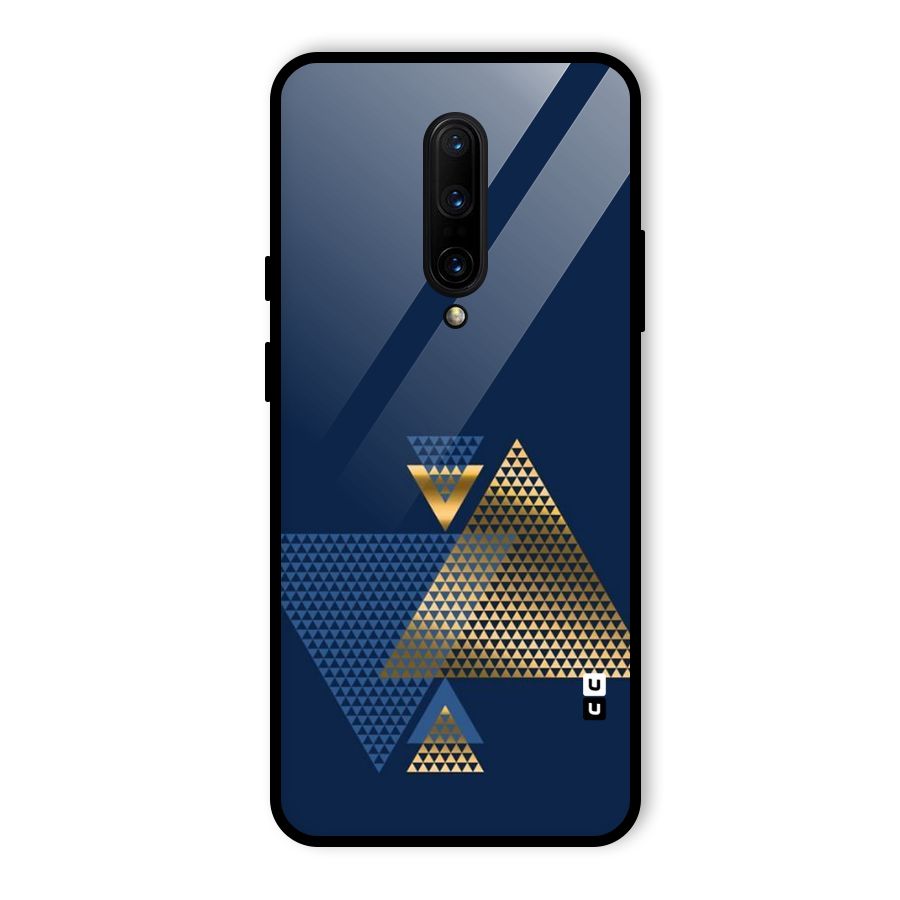 Blue Gold Triangles Glass Back Case for OnePlus 7 Pro