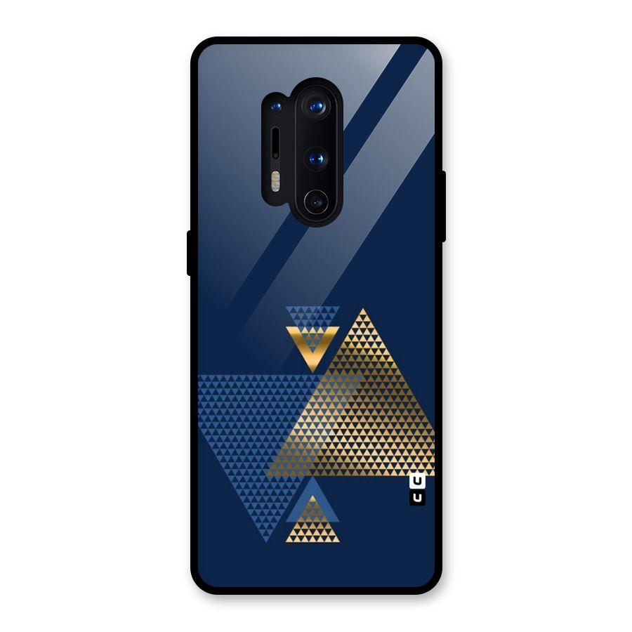 Blue Gold Triangles Glass Back Case for OnePlus 8 Pro