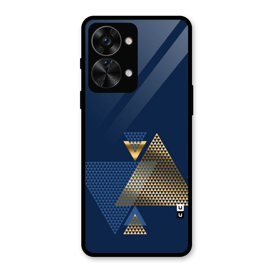 Blue Gold Triangles Glass Back Case for OnePlus Nord 2T