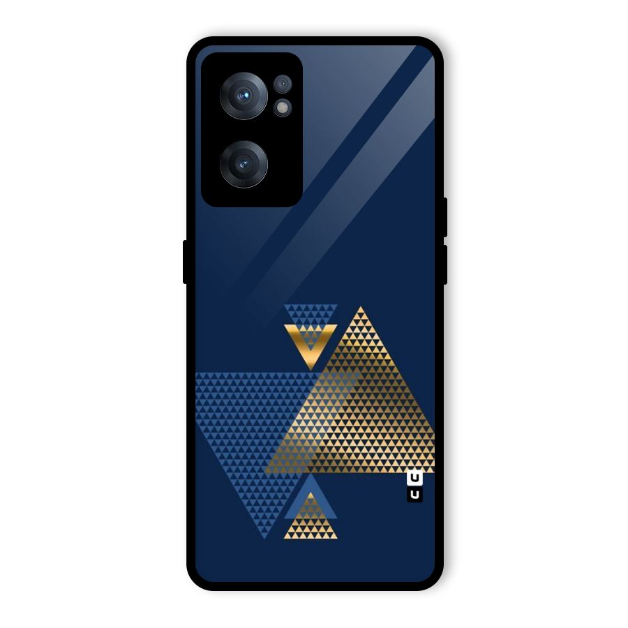 Blue Gold Triangles Glass Back Case for OnePlus Nord CE 2 5G