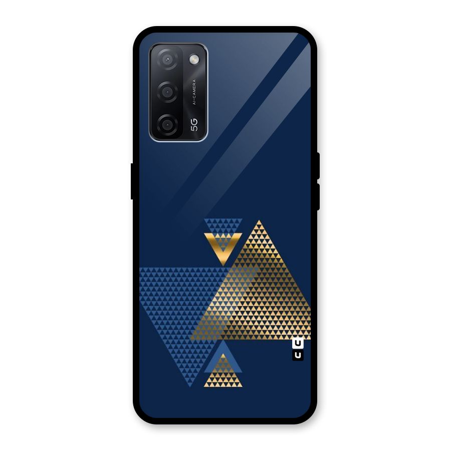 Blue Gold Triangles Glass Back Case for Oppo A53s 5G