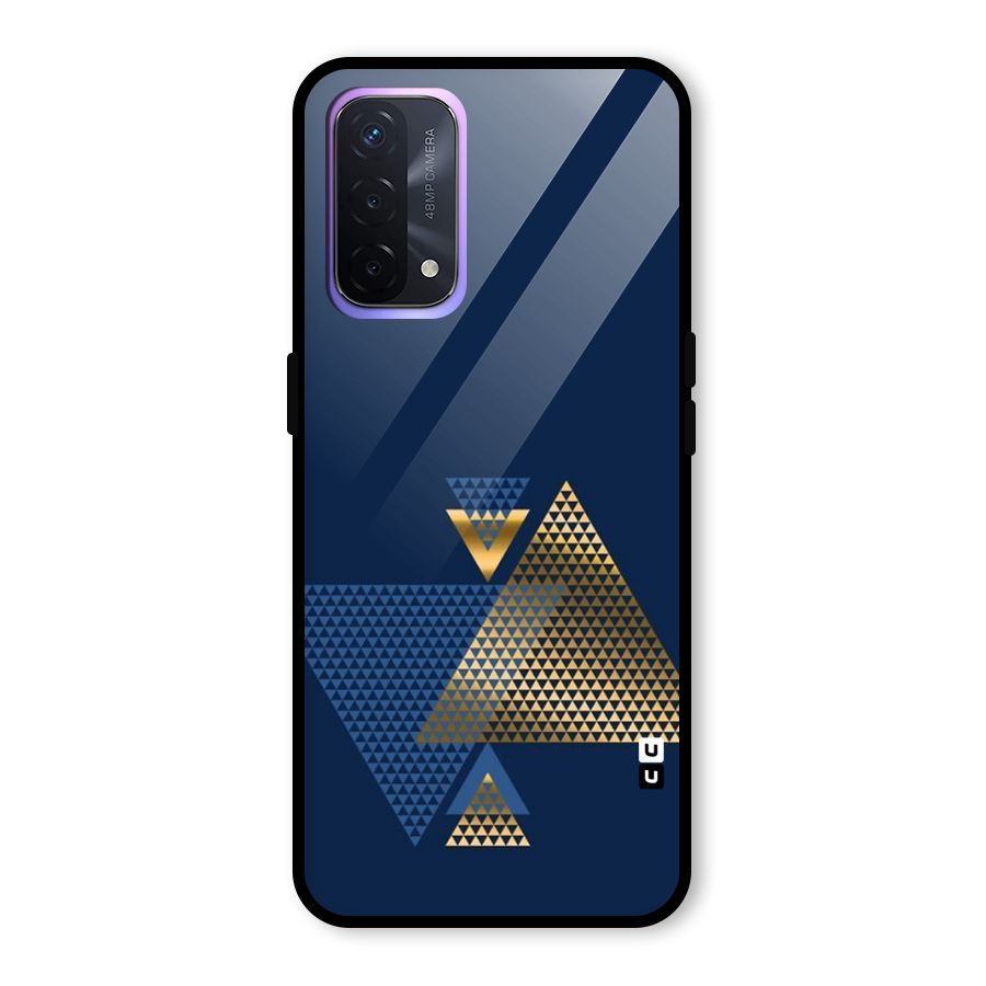 Blue Gold Triangles Glass Back Case for Oppo A74 5G