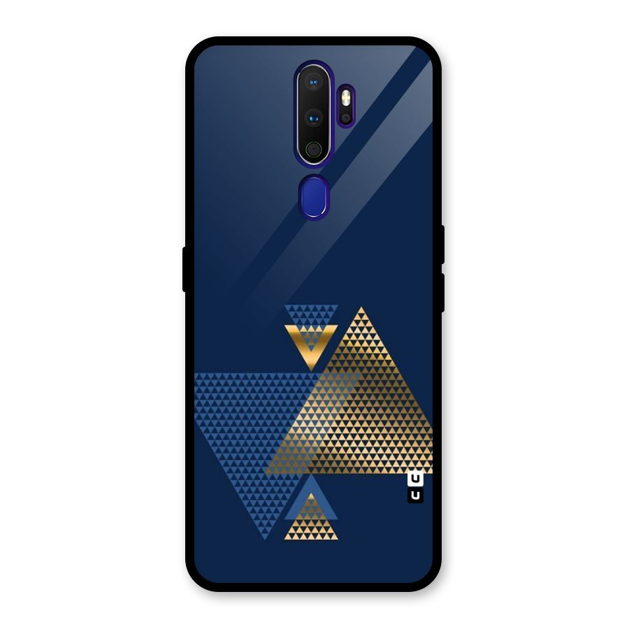 Blue Gold Triangles Glass Back Case for Oppo A9 (2020)