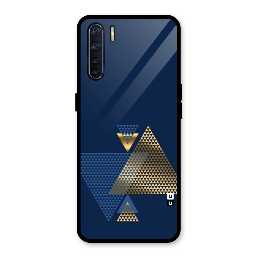 Blue Gold Triangles Glass Back Case for Oppo F15