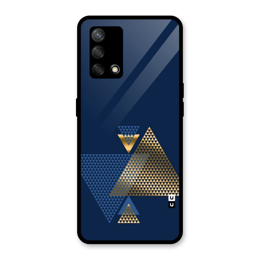 Blue Gold Triangles Glass Back Case for Oppo F19
