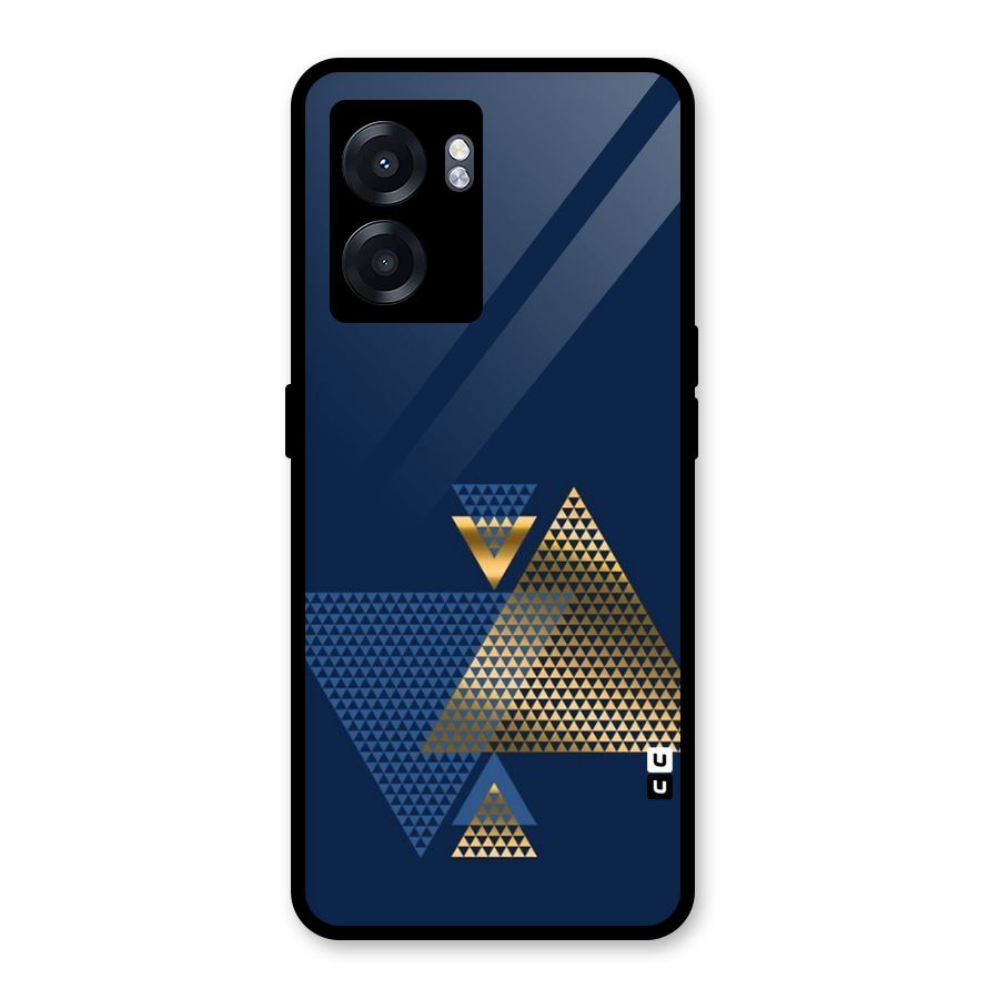 Blue Gold Triangles Glass Back Case for Oppo K10 (5G)