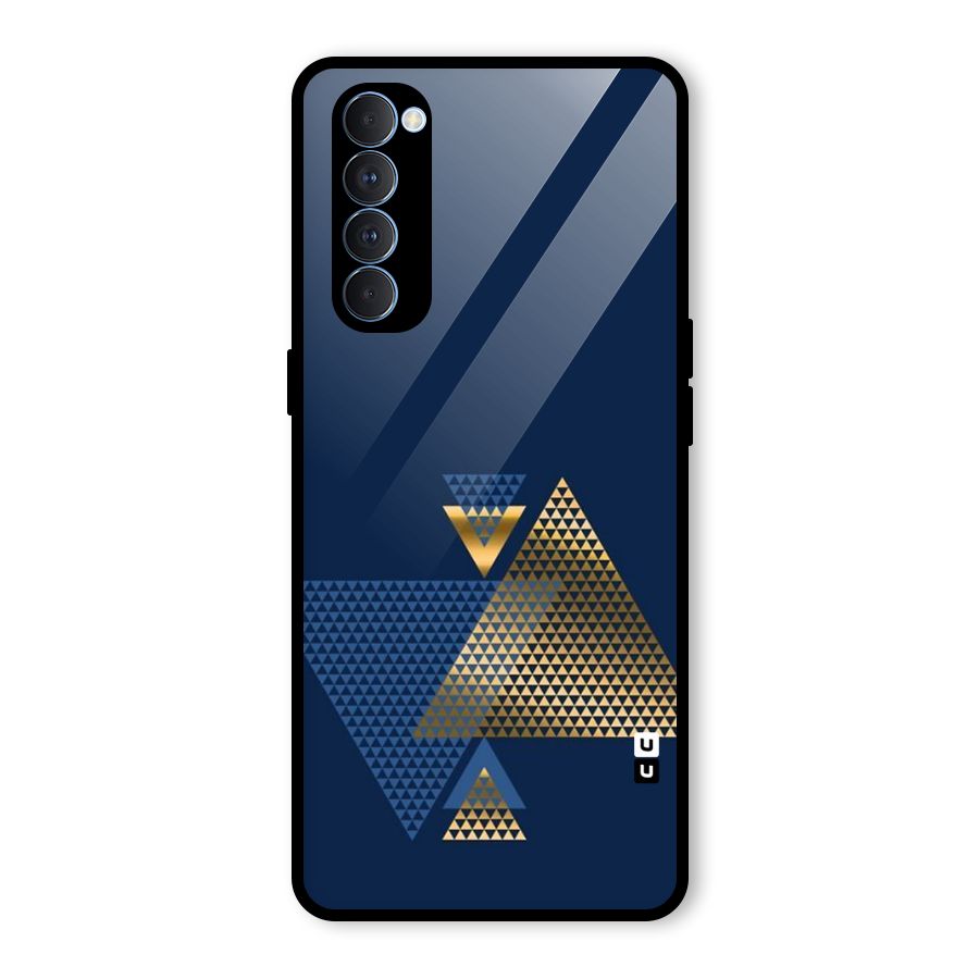 Blue Gold Triangles Glass Back Case for Oppo Reno4 Pro